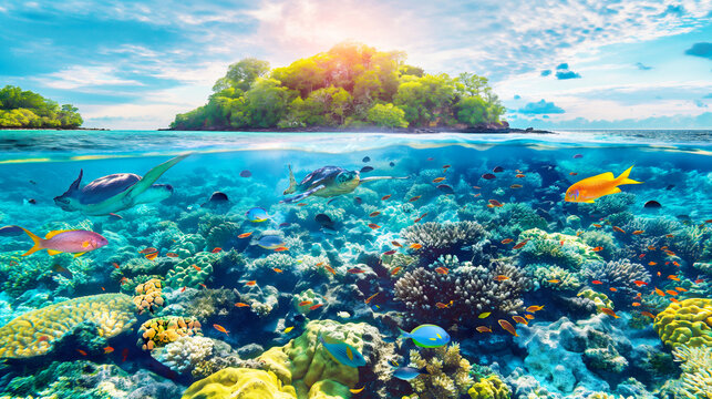 グレートバリアリーフのクリアな水中景観とサンゴ礁 - オーストラリアの自然美