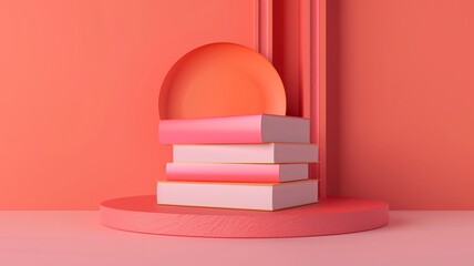 Neat pile of generic colourful books with no labels, against a plain background
