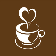 Coffee in white cup on wooden table