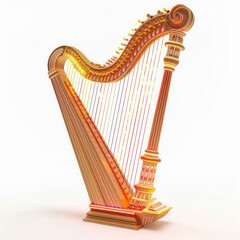 A magical harp with glowing strings