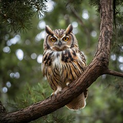 Obraz premium great horned owl on the branch