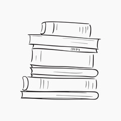 Fototapeta premium Stacked books hand-drawn illustration