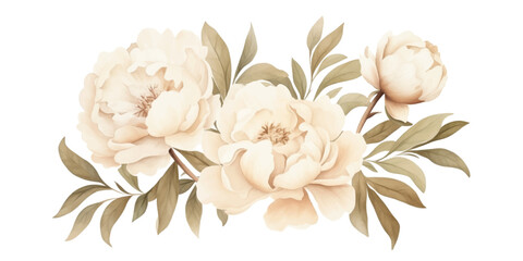 Beige Peonies Vector isolated illustration on white background Separate element to decorate wedding cards, birthday greetings, gift for favorite women