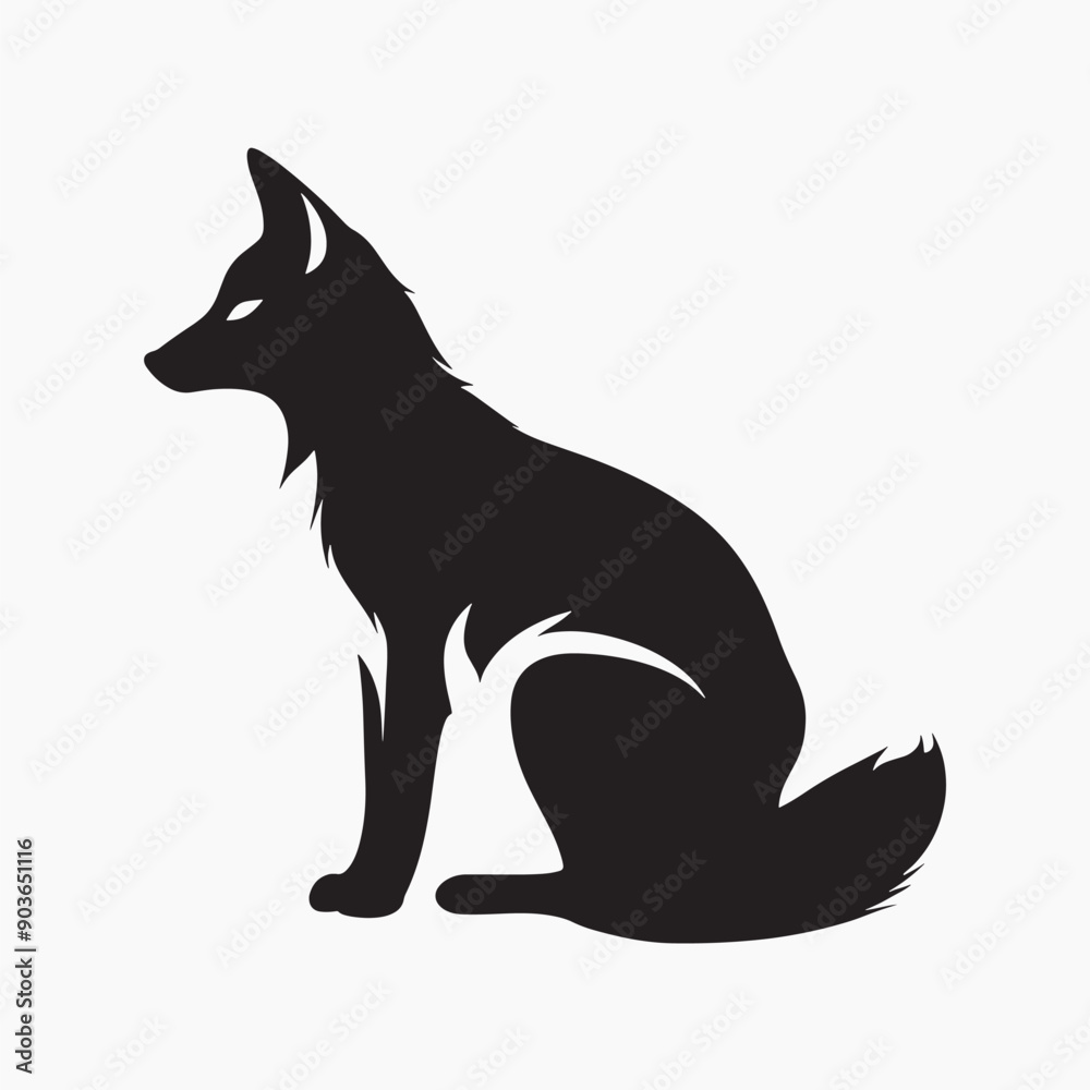 Poster silhouette fox minimalist vector art