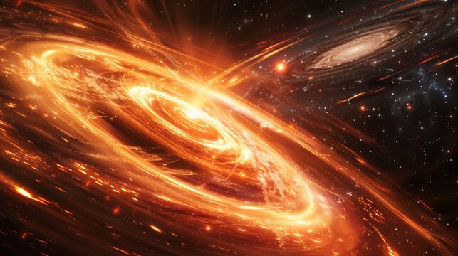 A CGI visualization of a black hole warping space-time, with a realistic accretion disk and gravitational lensing effects