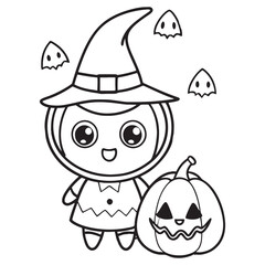 Halloween Coloring Pages for kids, Halloween Vector