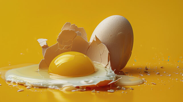 World Egg Day. a broken egg. chicken egg