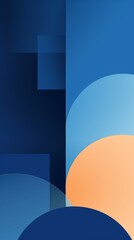 Bold blue and orange shapes create a dynamic abstract pattern, perfect for modern digital wallpaper or artistic backgrounds