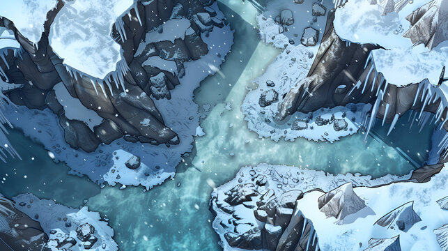 Christmas Battle Map - DnD, RPG Map for Dungeons and Dragons, Game Background, Top View, Winter