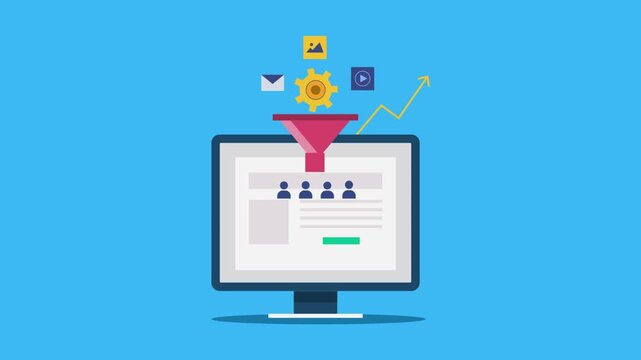 Landing page, advertising conversion rate optimization sales funnel and lead generation conceptual video animation.