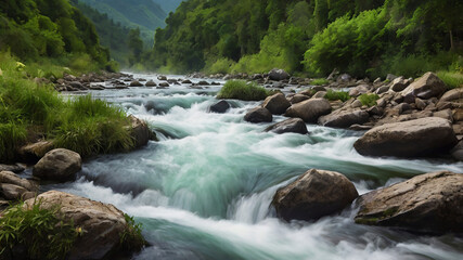 waterfall in the mountains