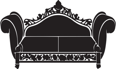 Royal Elegant Sofa Dark Silhouette Shapes Vector Set