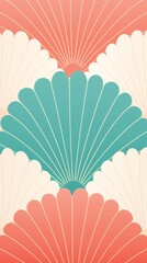 A decorative background showcases intertwined coral and teal fan patterns, creating a harmonious and modern design for interior spaces