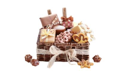 Gift hamper on transparent background