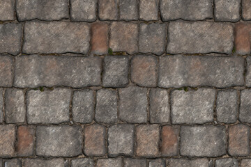 Fototapeta premium Processed collage of old street pavement surface texture. Background for banner, backdrop