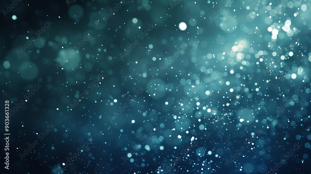 Poster beautiful abstract bokeh background with soft blue, teal and white lights.