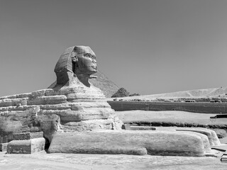 statue of the sphinx Black and white photography