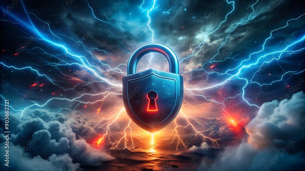 Poster cyber security and data protection concept – safeguarding against cyberattacks with database securit