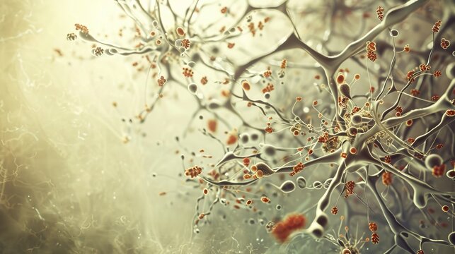 Abstract neural network with intricate branches and glowing nodes.