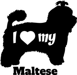 I love my Maltese Dog silhouette dog breeds logo dog monogram vector