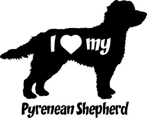Pyrenean Shepherd. I love my  Dog silhouette dog breeds logo dog monogram vector