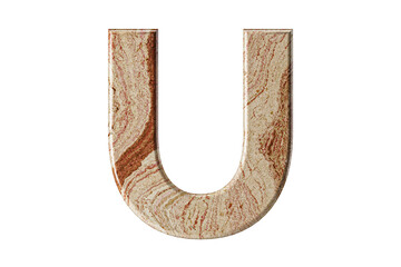 Letter sculpted from warm-toned marble, stands tall and elegant, a symbol of resilience and refinement. 3d illustration of iron alphabet isolated on white background, 3d render