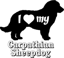 I love my Carpathian Sheepdog Dog silhouette dog breeds logo dog monogram vector