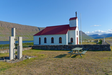 Kirche von Súðavík, Westfjorde, Island