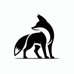 Obraz premium very simple and single fox silhouette white background