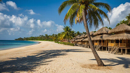 Fototapeta premium beach with palm trees and sea