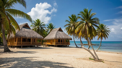 beach with palm trees and sea