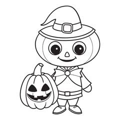 Halloween Coloring Pages for kids, Halloween Vector