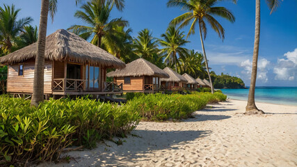 beach with palm trees and sea