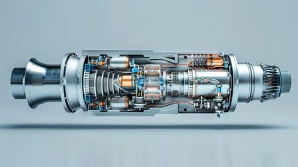 Cross-section view of a turbine showcasing internal components