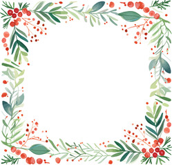Christmas Border Watercolor Vector Illustration.