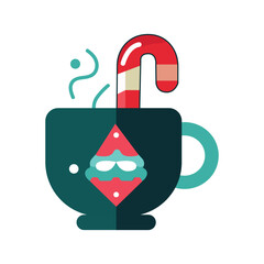 Christmas hot drink cup flat icon. Coffee cup icon vector