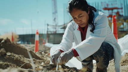 Female Scientist Collecting Soil Samples