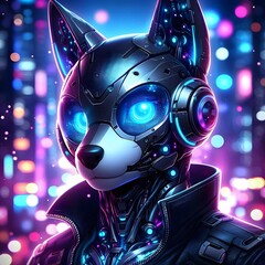 Fototapeta premium Neon Cyber Canine.