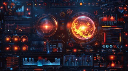 Futuristic Interface with Burning Earth