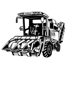 recommend clip art: Corn Harvester | Heavy Equipment | Farm Vehicle | Machinery | Equipment | Machine Operator | Corn Field Owner | Corn Lover | Original Illustration | Vector and Clipart | Cutfile and Stencil