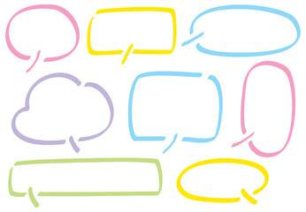 蛍光ペンの線画吹き出し　カラフル　透過