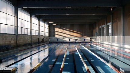 View from tribune of swimming pool in the sport center