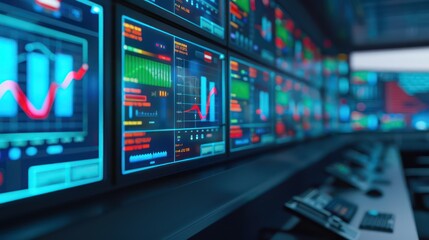 Obraz premium Logistics dashboard in a high-tech control room with real-time data