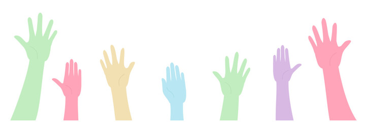 挙手する人々のイラスト