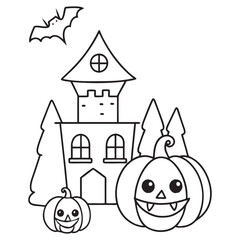 Halloween Coloring Pages for kids, Halloween Vector