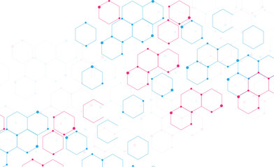 Connection hexagons abstract background
