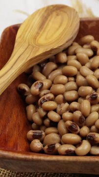 plat d'haricots oeil noir, en gros plan	