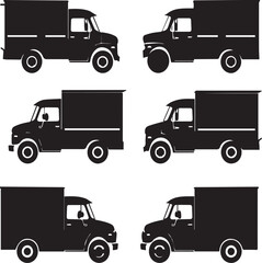 Fototapeta premium Delivery truck Artistic Silhouette Elements in Black