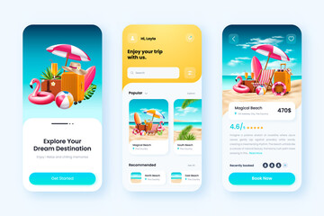 Realistic 3d Holidays vacations app design