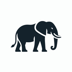 Fototapeta premium Black elephant silhouette. very simple and single elephant silhouette white background